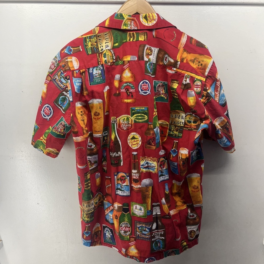 Hilo Hattie's Hawaiian Original Med Vintage Beer Label Aloha Camp-Collar Shirt - Picture 8 of 13